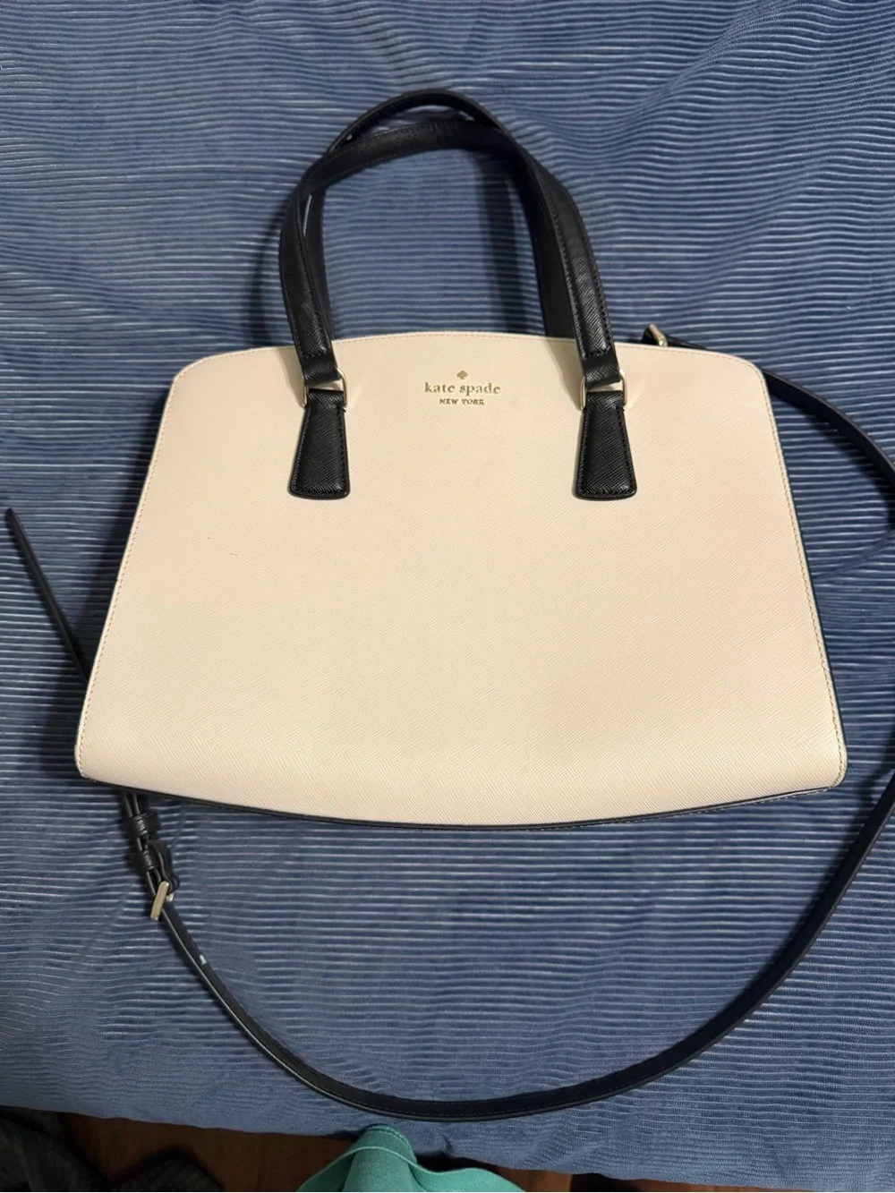 kate spade Two-Tone Cream and Black Satchel with Detachable Strap